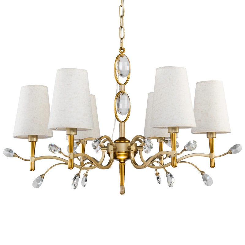 Люстра Desiree Chandelier 77 Латунь матовое золото Белый Прозрачный Люстра Desiree Chandelier 77 Латунь матовое золото Белый Прозрачный в Брянске | Loft Concept