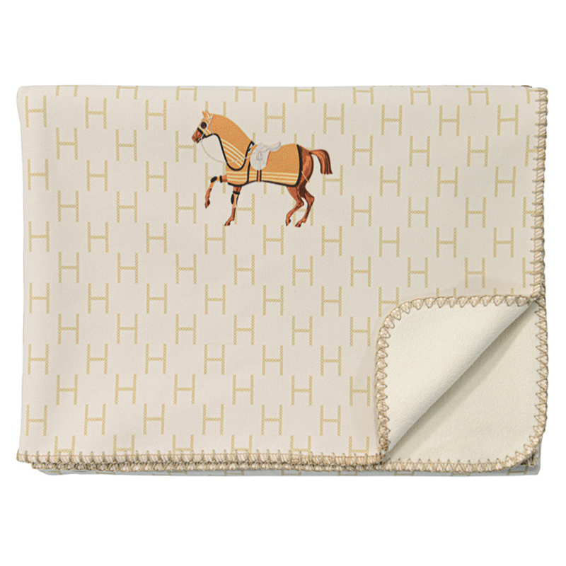 Плед Hermes Pattern Horse Plaid Бежевый Коричневый Плед Hermes Pattern Horse Plaid Бежевый Коричневый в Брянске | Loft Concept