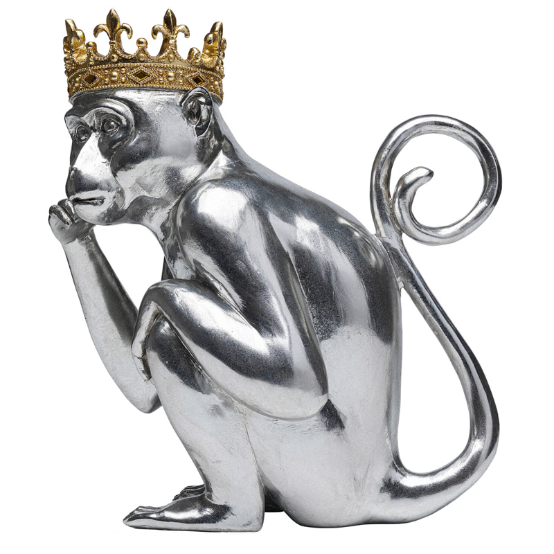 Статуэтка обезьяна в короне серебряная Golden Monkey Сатиновое Серебро  Золотой в Брянске | Loft Concept 