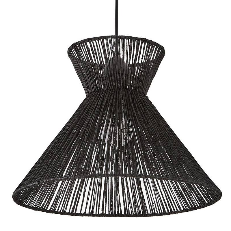 Подвесной светильник Signe Wicker Hemp Black Horn Черный Подвесной светильник Signe Wicker Hemp Black Horn Черный в Брянске | Loft Concept