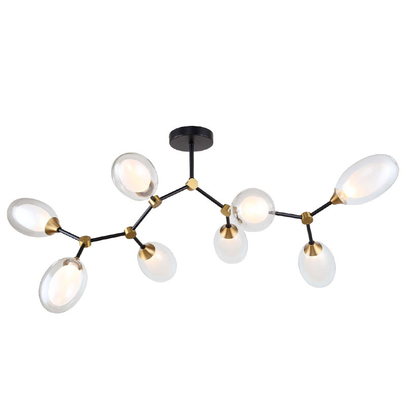 Люстра с плафонами из двойного стекла BUBBLE CHANDELIER Черный Латунь Прозрачный Люстра с плафонами из двойного стекла BUBBLE CHANDELIER Черный Латунь Прозрачный в Брянске | Loft Concept