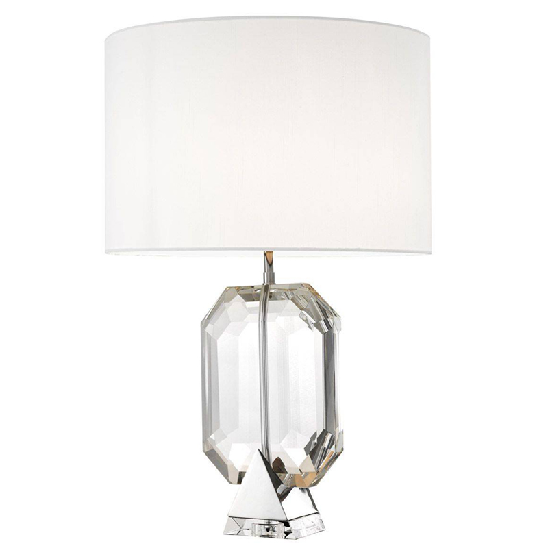 Настольная лампа Eichholtz Table Lamp Emerald Nickel & white Белый Никель Прозрачный Настольная лампа Eichholtz Table Lamp Emerald Nickel & white Белый Никель Прозрачный в Брянске | Loft Concept