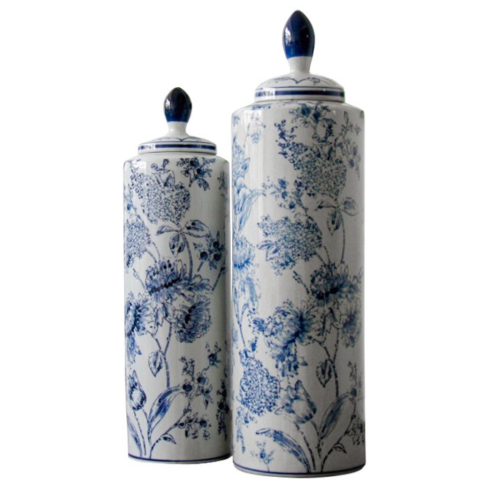 Вазы blue and white ornament Комплект из 2-х Синий Белый Вазы blue and white ornament Комплект из 2-х Синий Белый в Брянске | Loft Concept