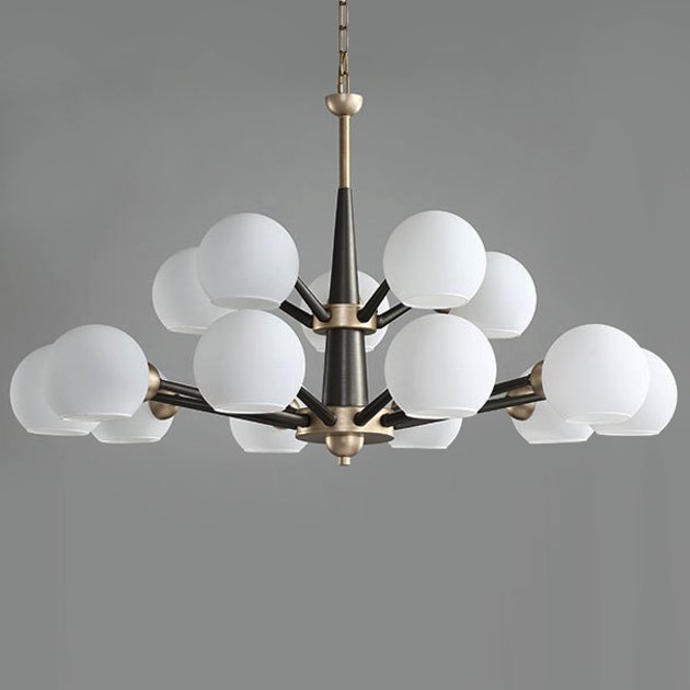 Люстра Thalia chandelier White glass 15 Золотой Белый Черный Люстра Thalia chandelier White glass 15 Золотой Белый Черный в Брянске | Loft Concept