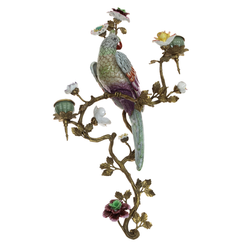 Подсвечник настенный Colorful Flowers and Parrot L Бронза Мульти Подсвечник настенный Colorful Flowers and Parrot L Бронза Мульти в Брянске | Loft Concept