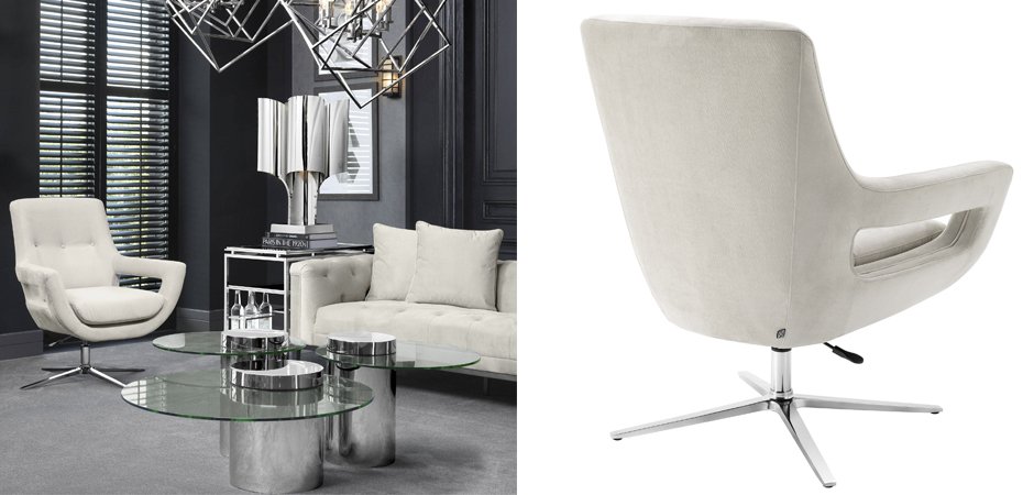 Кресло Eichholtz Swivel Chair Flavio Pebble Grey Кресло Eichholtz Swivel Chair Flavio Pebble Grey - Loft-Concept в Брянске
