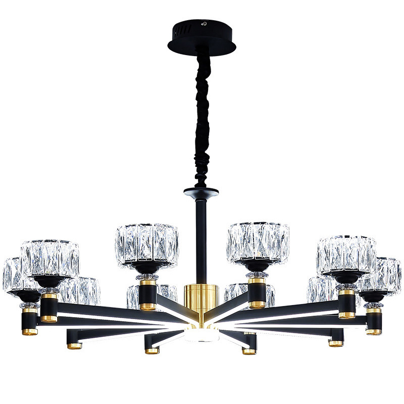 Дизайнерская Люстра 10 хрустальных плафонов Crystal Shades Chandelier Черный Дизайнерская Люстра 10 хрустальных плафонов Crystal Shades Chandelier Черный в Брянске | Loft Concept