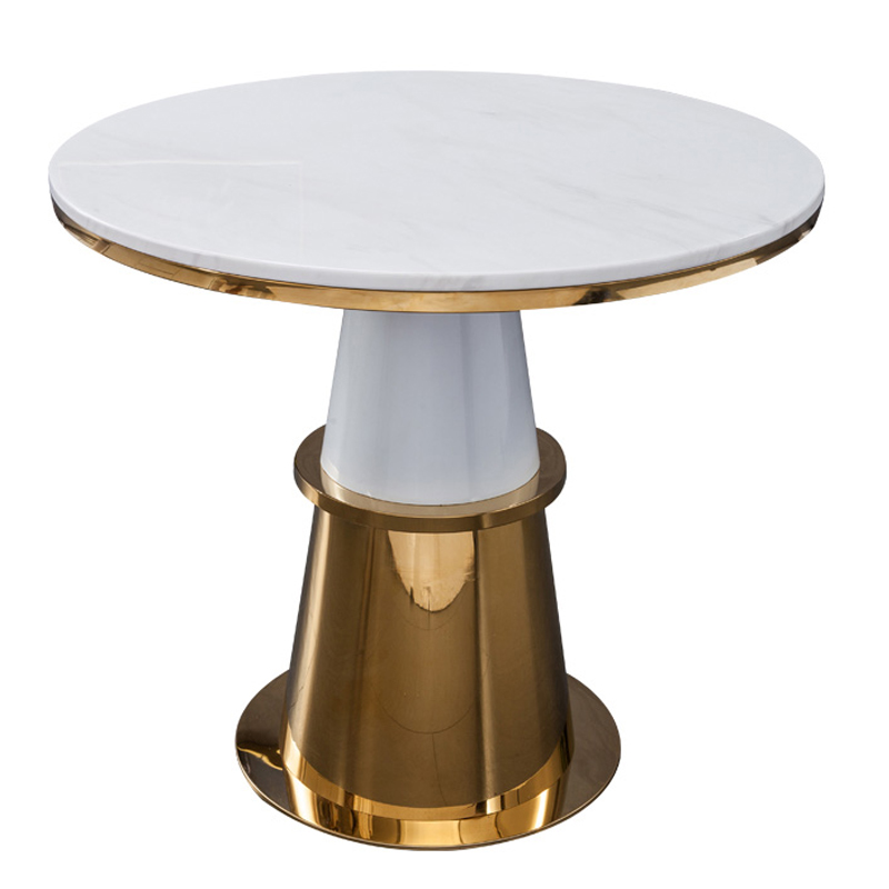 Обеденный стол Ander Table Circle Белый Латунь сатинированная Обеденный стол Ander Table Circle Белый Латунь сатинированная в Брянске | Loft Concept