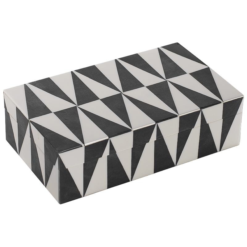 Шкатулка Black White Triangles Bone Inlay Черно-белый Шкатулка Black White Triangles Bone Inlay Черно-белый в Брянске | Loft Concept
