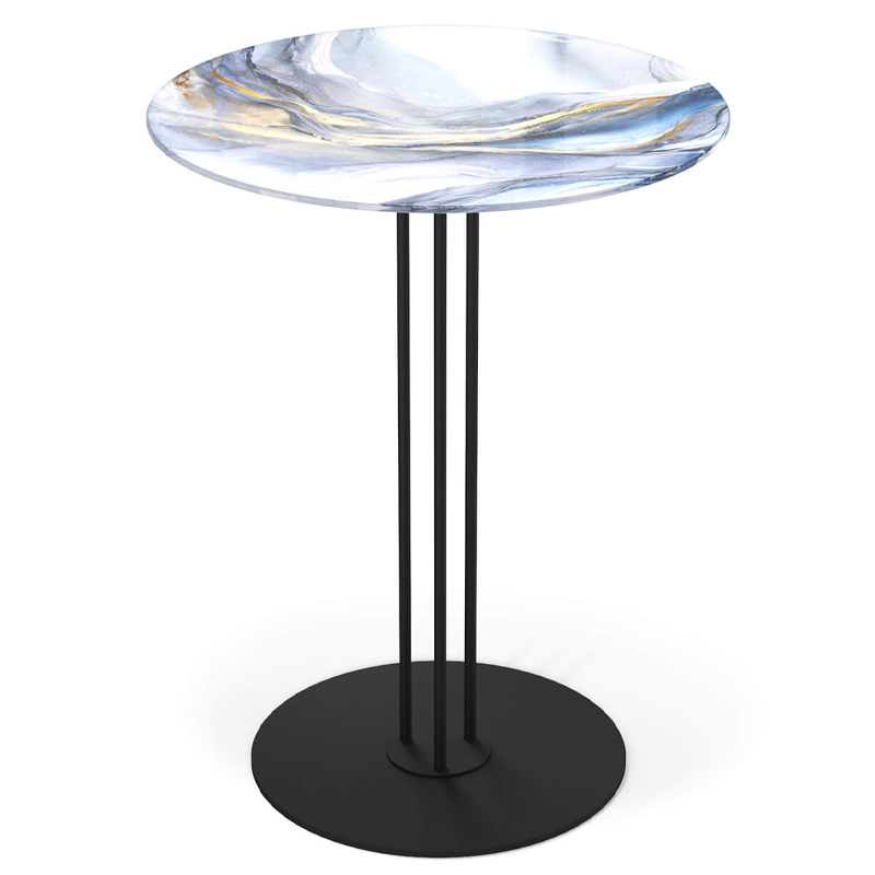 Стол журнальный с круглой бело-голубой столешницей из стекла White and Blue Marble Черный Белый Голубой Стол журнальный с круглой бело-голубой столешницей из стекла White and Blue Marble Черный Белый Голубой в Брянске | Loft Concept