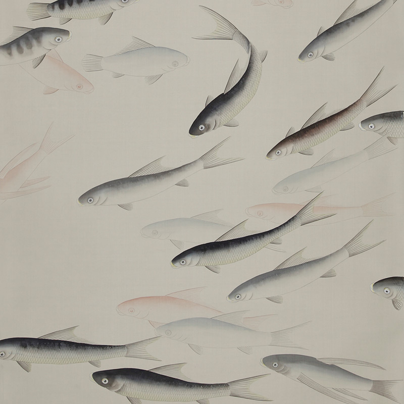 Обои ручная роспись Fishes Blue Pearl on Icefield dyed silk Обои ручная роспись Fishes Blue Pearl on Icefield dyed silk в Брянске | Loft Concept