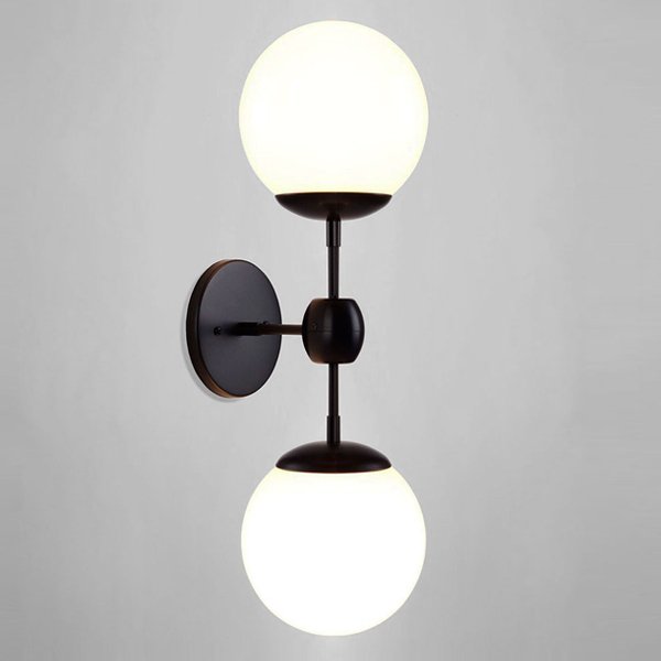 Бра Modo 2 Globes Black and white glass Черный Прозрачный белый в Брянске | Loft Concept 