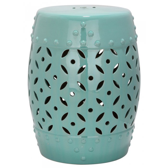 Керамический табурет Coin Lattice Garden Stool - Light Blue Голубой пастельный Керамический табурет Coin Lattice Garden Stool - Light Blue Голубой пастельный в Брянске | Loft Concept