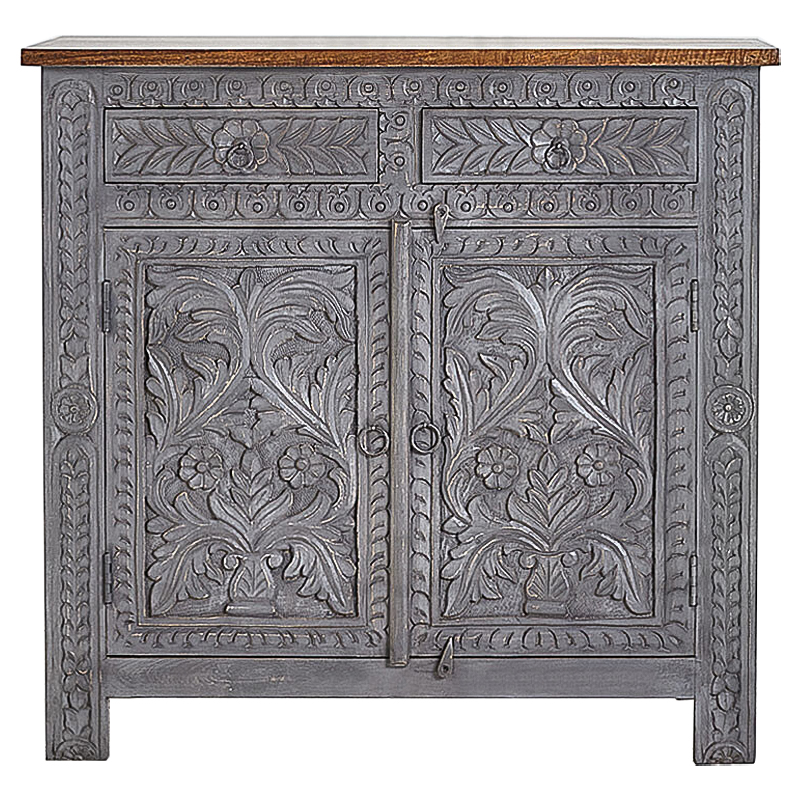 Комод Indian Antique White Furniture Chest of Drawers Ganika серый Серый Коричневый Комод Indian Antique White Furniture Chest of Drawers Ganika серый Серый Коричневый в Брянске | Loft Concept