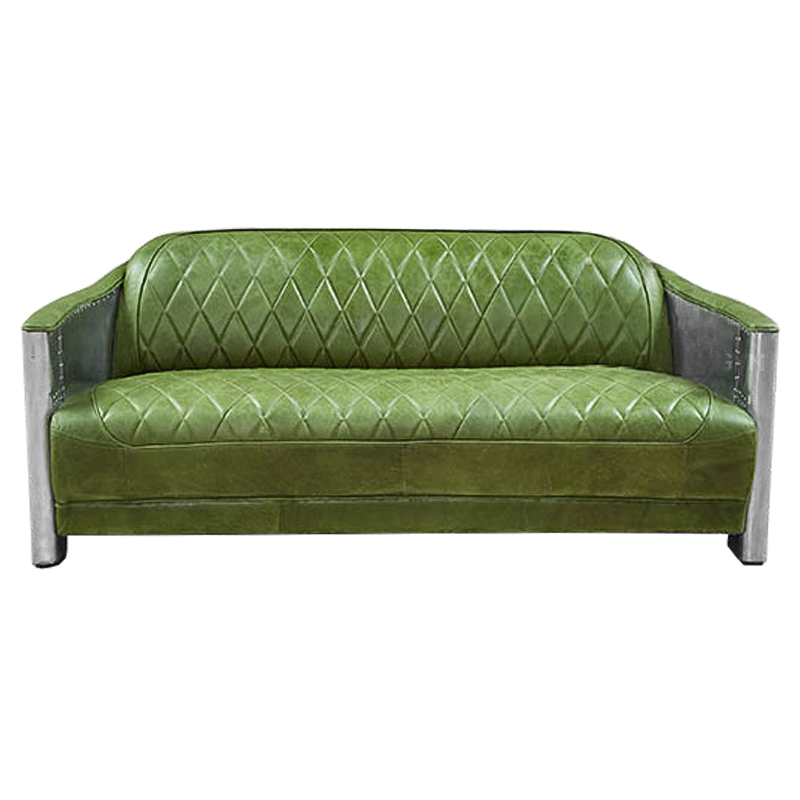 Диван Авиатор Sofa 2 seat зеленая кожа Зеленый Нержавеющая сталь Диван Авиатор Sofa 2 seat зеленая кожа Зеленый Нержавеющая сталь в Брянске | Loft Concept