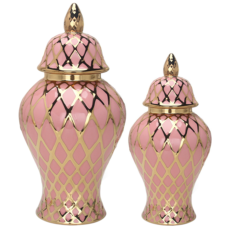 Ваза с крышкой Gold Ornament Pink Vase Розовый Золотой Ваза с крышкой Gold Ornament Pink Vase Розовый Золотой в Брянске | Loft Concept