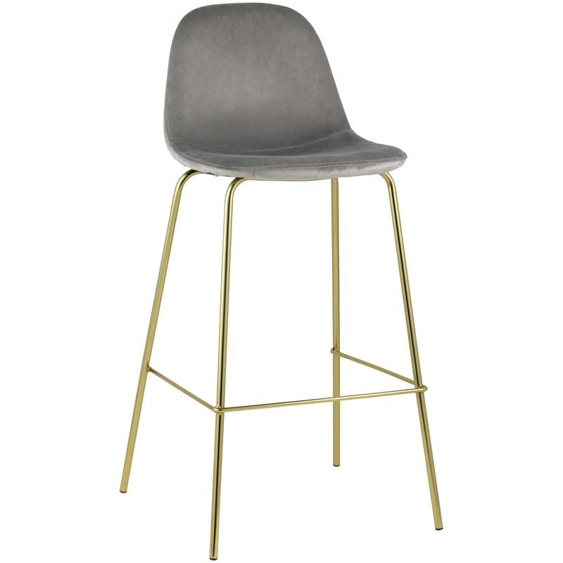 Барный Стул Archie Chair Серый Велюр Серый Золотой Барный Стул Archie Chair Серый Велюр Серый Золотой в Брянске | Loft Concept