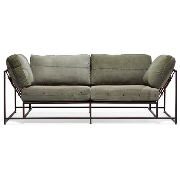 Двухместный диван Olive Military Two Seat Sofa Оливковый Двухместный диван Olive Military Two Seat Sofa Оливковый в Брянске | Loft Concept