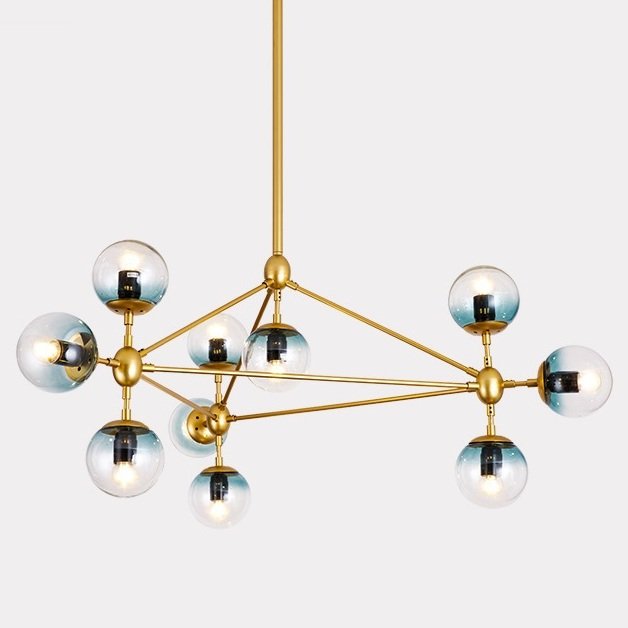 Люстра Modo Chandelier Globes Blue Ambre Gold Золотой в Брянске | Loft Concept 