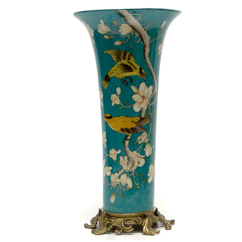 Ваза Blue Vase Birds Бронза Синий Желтый Белый Ваза Blue Vase Birds Бронза Синий Желтый Белый в Брянске | Loft Concept