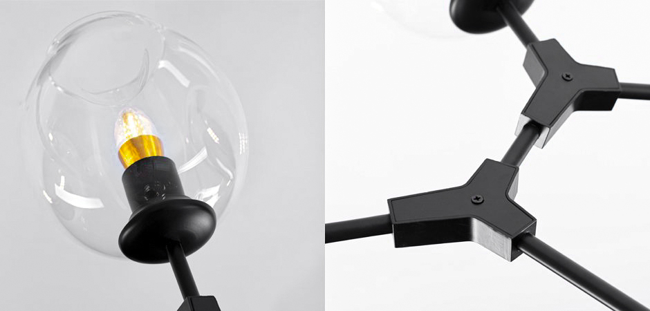 Люстра Сrumpled Glass Bubble Chandelier Black 8 плафонов Люстра Сrumpled Glass Bubble Chandelier Black 8 плафонов - Loft-Concept в Брянске