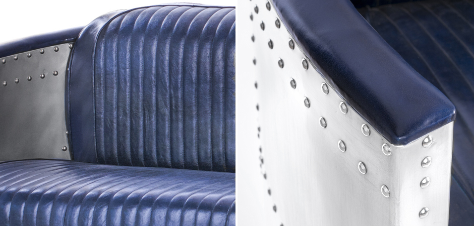 Диван Авиатор Sofa 2 seat синяя кожа Диван Авиатор Sofa 2 seat синяя кожа - Loft-Concept в Брянске