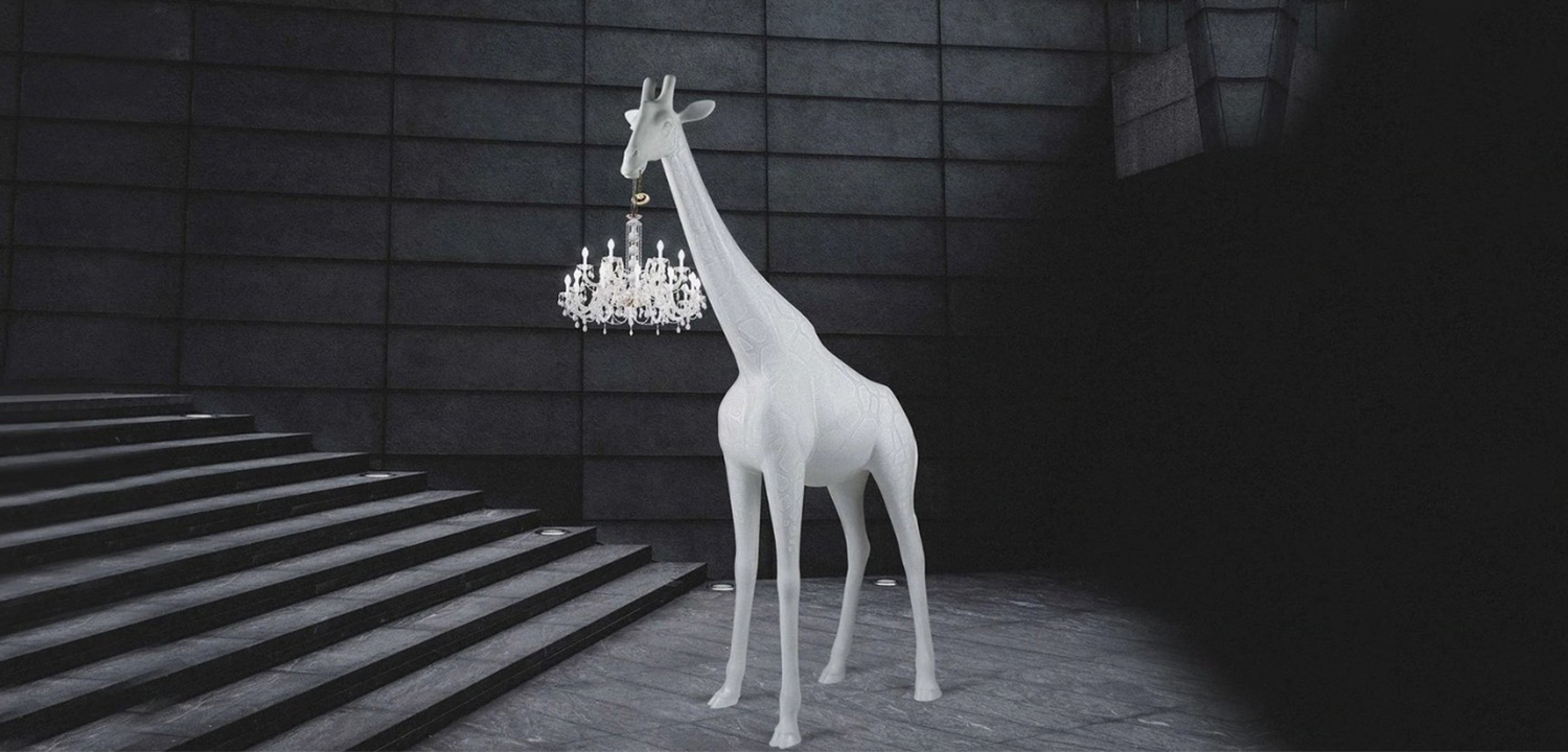 Торшер белый жираф в натуральную величину White Giraffe Lamp large size - фото №1