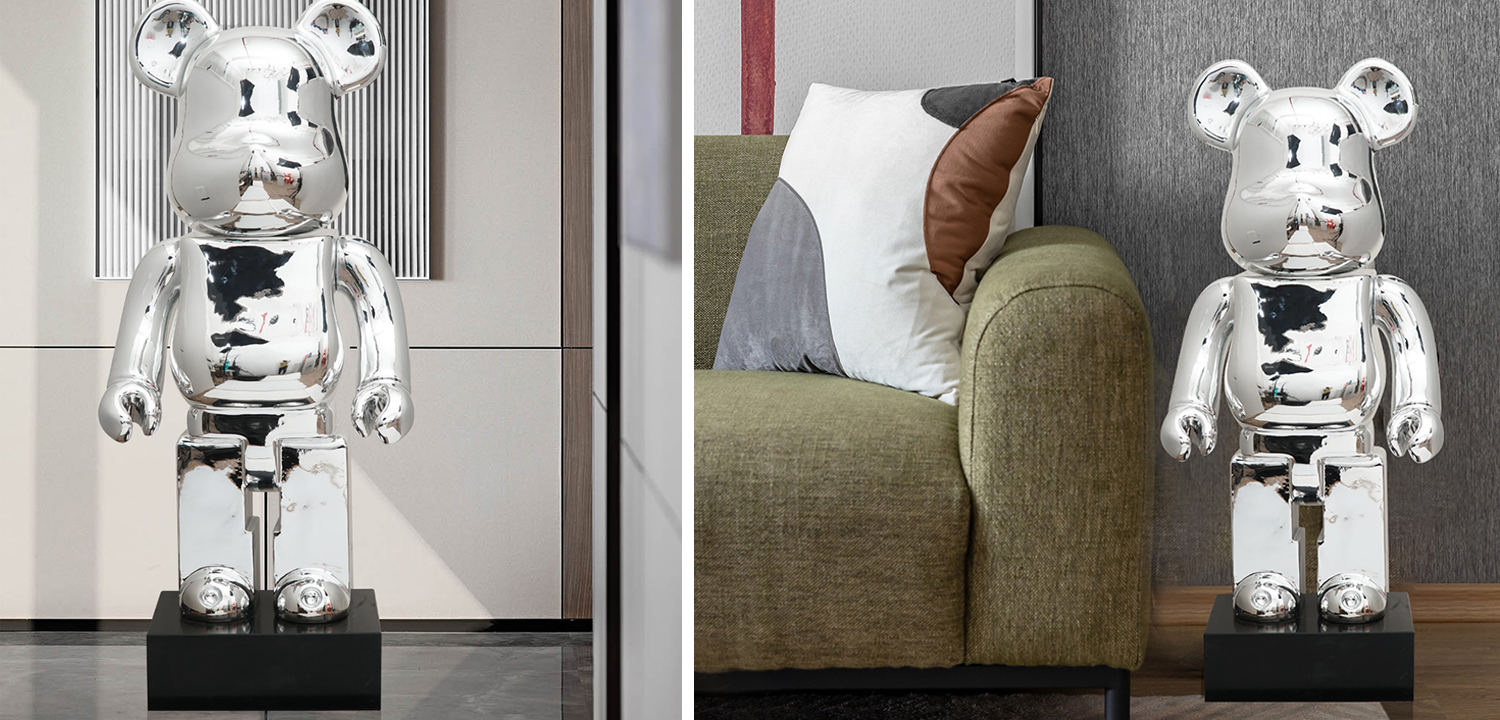 Статуэтка Bearbrick Silver on stand - фото