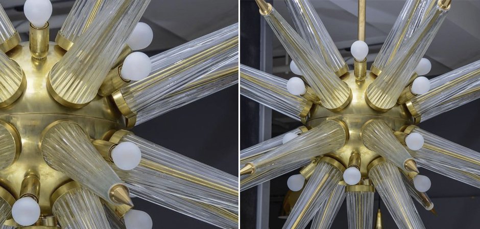 Люстра Brass Sputnik Chandelier with Murano Glass Spikes Люстра Brass Sputnik Chandelier with Murano Glass Spikes - Loft-Concept в Брянске