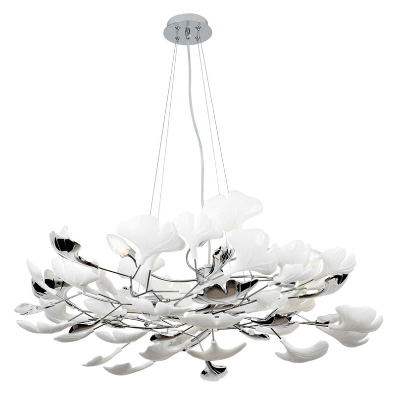 Декоративная люстра Wintery flover Silver с Белыми плафонами Серебряный Белый Декоративная люстра Wintery flover Silver с Белыми плафонами Серебряный Белый в Брянске | Loft Concept