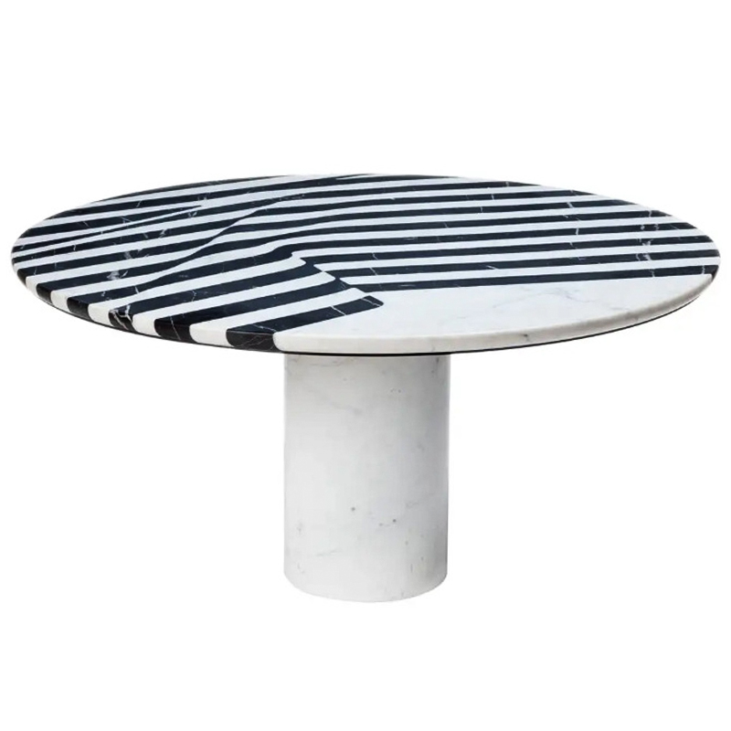 Обеденный стол Safwan Black and White Stripes Dining Table Черно-белый Белый Мрамор Bianco Черный Мрамор Nero Обеденный стол Safwan Black and White Stripes Dining Table Черно-белый Белый Мрамор Bianco Черный Мрамор Nero в Брянске | Loft Concept