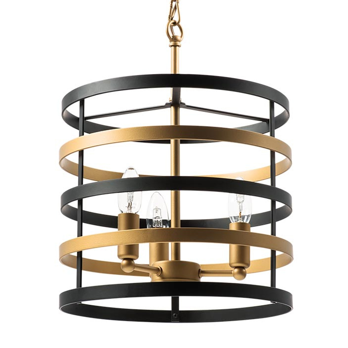 Люстра Gold Stripes Chandelier 3 Черный Золотой Люстра Gold Stripes Chandelier 3 Черный Золотой в Брянске | Loft Concept