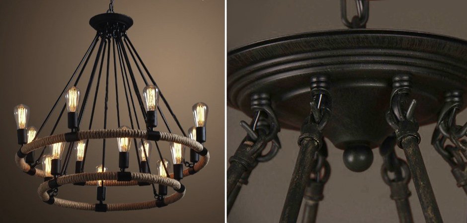 Люстра Round Tube Double Loft Rope Light Люстра Round Tube Double Loft Rope Light - Loft-Concept в Брянске