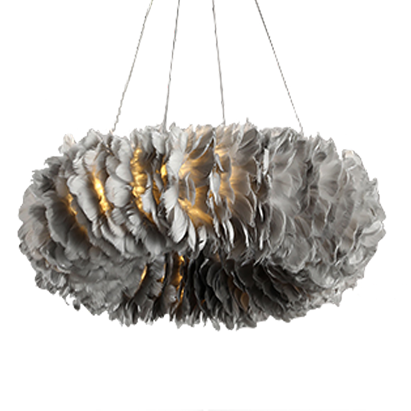 Люстра Кольцо из перьев Plumage Grey Серый Люстра Кольцо из перьев Plumage Grey Серый в Брянске | Loft Concept