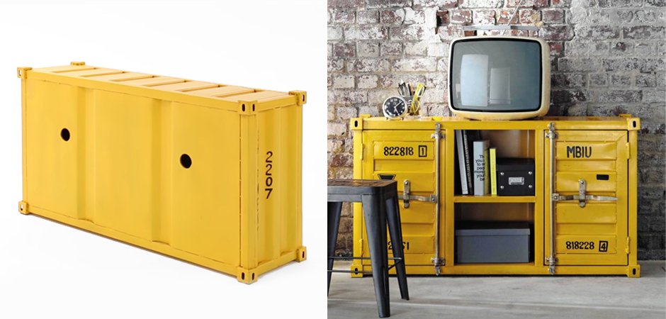 ТВ тумба морской контейнер Loft TV container yellow ТВ тумба морской контейнер Loft TV container yellow - Loft-Concept в Брянске