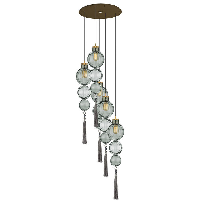 Люстра Heathfield Lighting - Medina Circle 5 Chandelier Хром Латунь Прозрачный Коричневый Голубой в Брянске | Loft Concept 