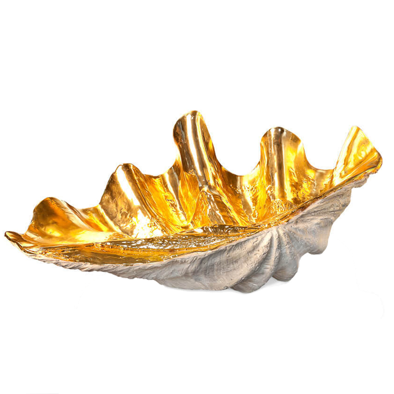 Статуэтка CONCHIGLIA TRIDACNE RESIN Светло-серый Глянцевое золото в Брянске | Loft Concept 