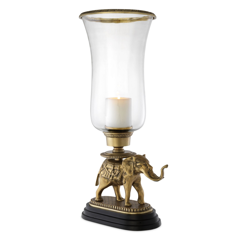 Подсвечник Eichholtz Hurricane Elephant Винтажная латунь Черный Прозрачный Подсвечник Eichholtz Hurricane Elephant Винтажная латунь Черный Прозрачный в Брянске | Loft Concept