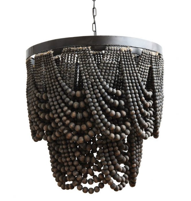 Люстра Amelia Wood Bead Chandelier Черный Коричневый Люстра Amelia Wood Bead Chandelier Черный Коричневый в Брянске | Loft Concept