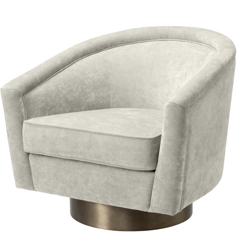 Кресло Eichholtz Swivel Chair Catene Sand Бежево-серый матовое золото Кресло Eichholtz Swivel Chair Catene Sand Бежево-серый матовое золото в Брянске | Loft Concept