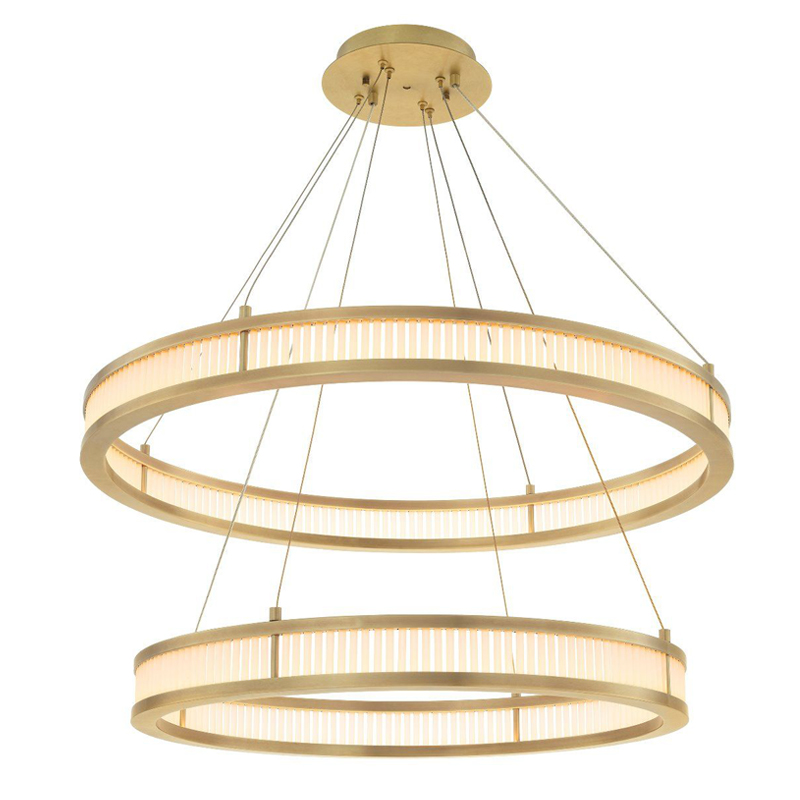 Люстра Eichholtz Chandelier Damien Double Brass Латунь Античная полированная Белое матовое стекло Люстра Eichholtz Chandelier Damien Double Brass Латунь Античная полированная Белое матовое стекло в Брянске | Loft Concept