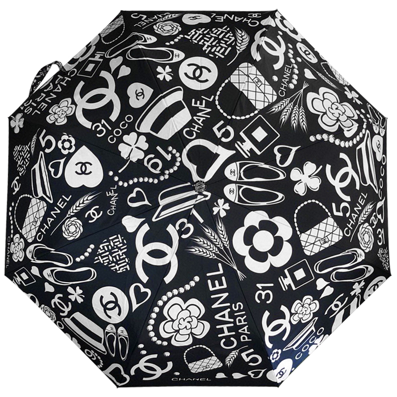 Зонт раскладной CHANEL дизайн 009 Черный цвет Черный Белый Зонт раскладной CHANEL дизайн 009 Черный цвет Черный Белый в Брянске | Loft Concept