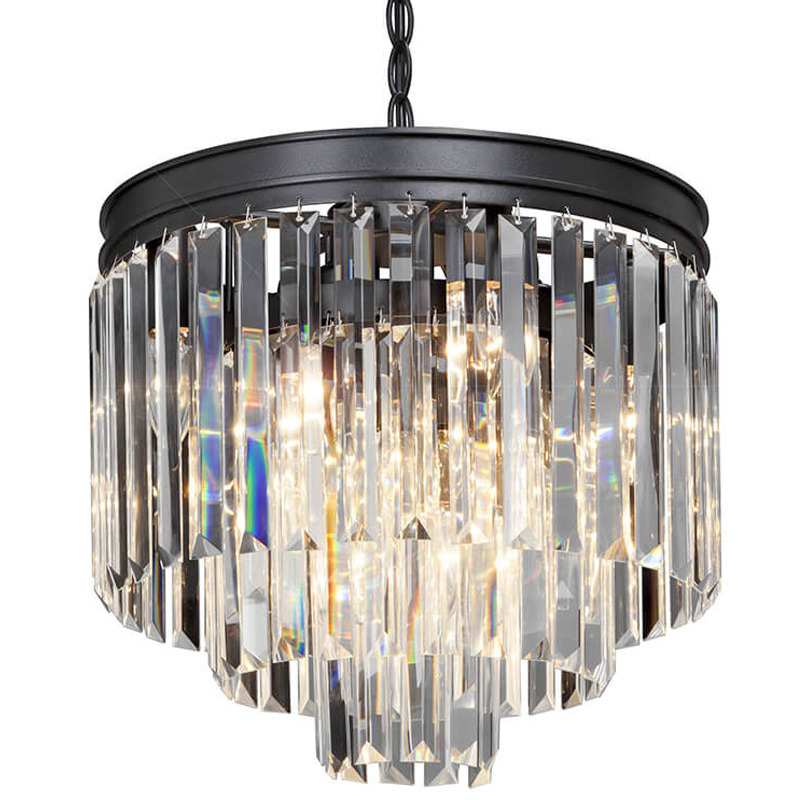 Люстра ODEON CLEAR GLASS 3-TIER Black Прозрачное стекло D 36 Черный Люстра ODEON CLEAR GLASS 3-TIER Black Прозрачное стекло D 36 Черный в Брянске | Loft Concept