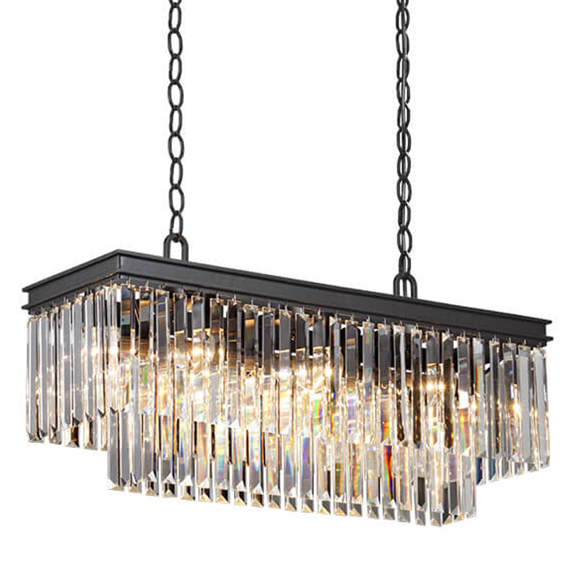 Люстра RH 1920s Odeon Clear Glass Rectangular Chandelier Black iron Длина 80 Прозрачное Стекло Черный матовый Люстра RH 1920s Odeon Clear Glass Rectangular Chandelier Black iron Длина 80 Прозрачное Стекло Черный матовый в Брянске | Loft Concept