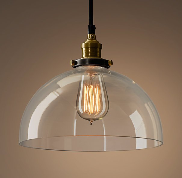 Подвесной светильник Loft Clear Glass SemiSphere Cloche Черный Подвесной светильник Loft Clear Glass SemiSphere Cloche Черный в Брянске | Loft Concept