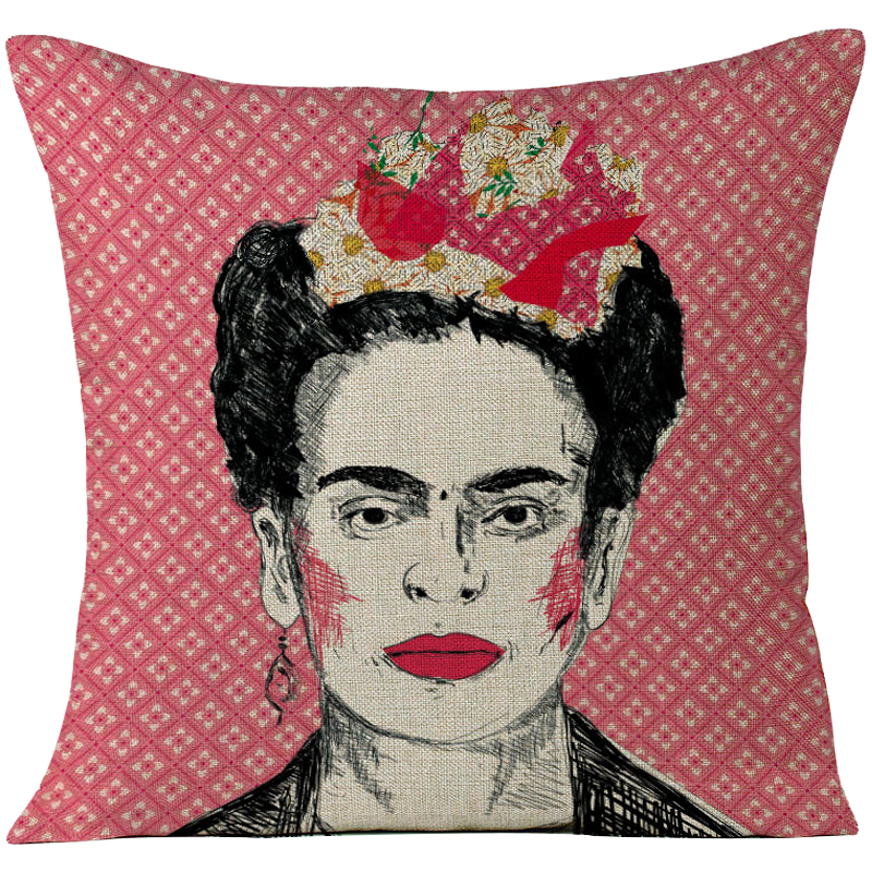Декоративная подушка Frida Kahlo 14 Красный Бежевый Черный Розовый Декоративная подушка Frida Kahlo 14 Красный Бежевый Черный Розовый в Брянске | Loft Concept