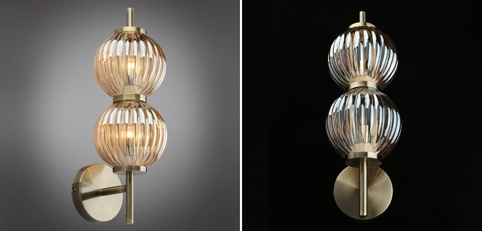 Бра Shell Beads с янтарным стеклом Бра Shell Beads с янтарным стеклом - Loft-Concept в Брянске