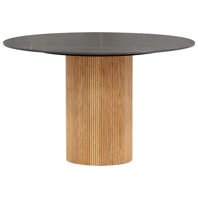 Круглый обеденный стол Malcolm Stone Dinner Table Черный Древесина Круглый обеденный стол Malcolm Stone Dinner Table Черный Древесина в Брянске | Loft Concept