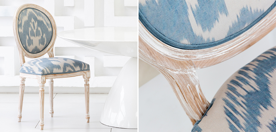 Мягкий стул со светло-голубым узором Ikat Pattern Мягкий стул со светло-голубым узором Ikat Pattern - Loft-Concept в Брянске