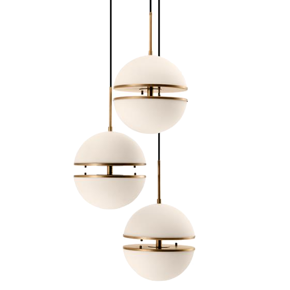 Люстра Hanging Lamp Spiridon Triple Латунь Античная полированная Белый Люстра Hanging Lamp Spiridon Triple Латунь Античная полированная Белый в Брянске | Loft Concept